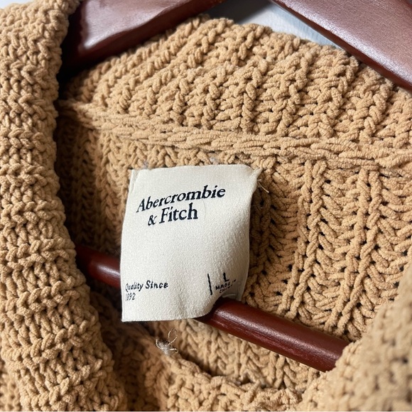 Abercrombie & Fitch Women’s Large Oversized Chunky Knit Turtleneck Sweater Beige - Picture 5 of 8